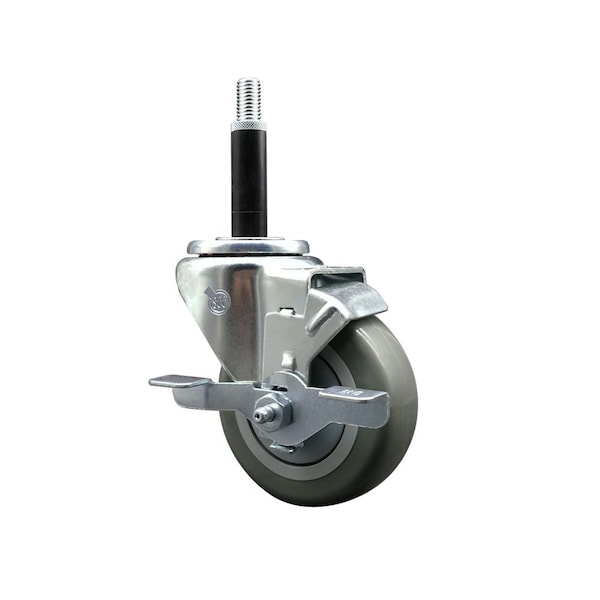 3.5'' Gray Poly Swivel 3/4'' Expanding Stem Caster with Brake